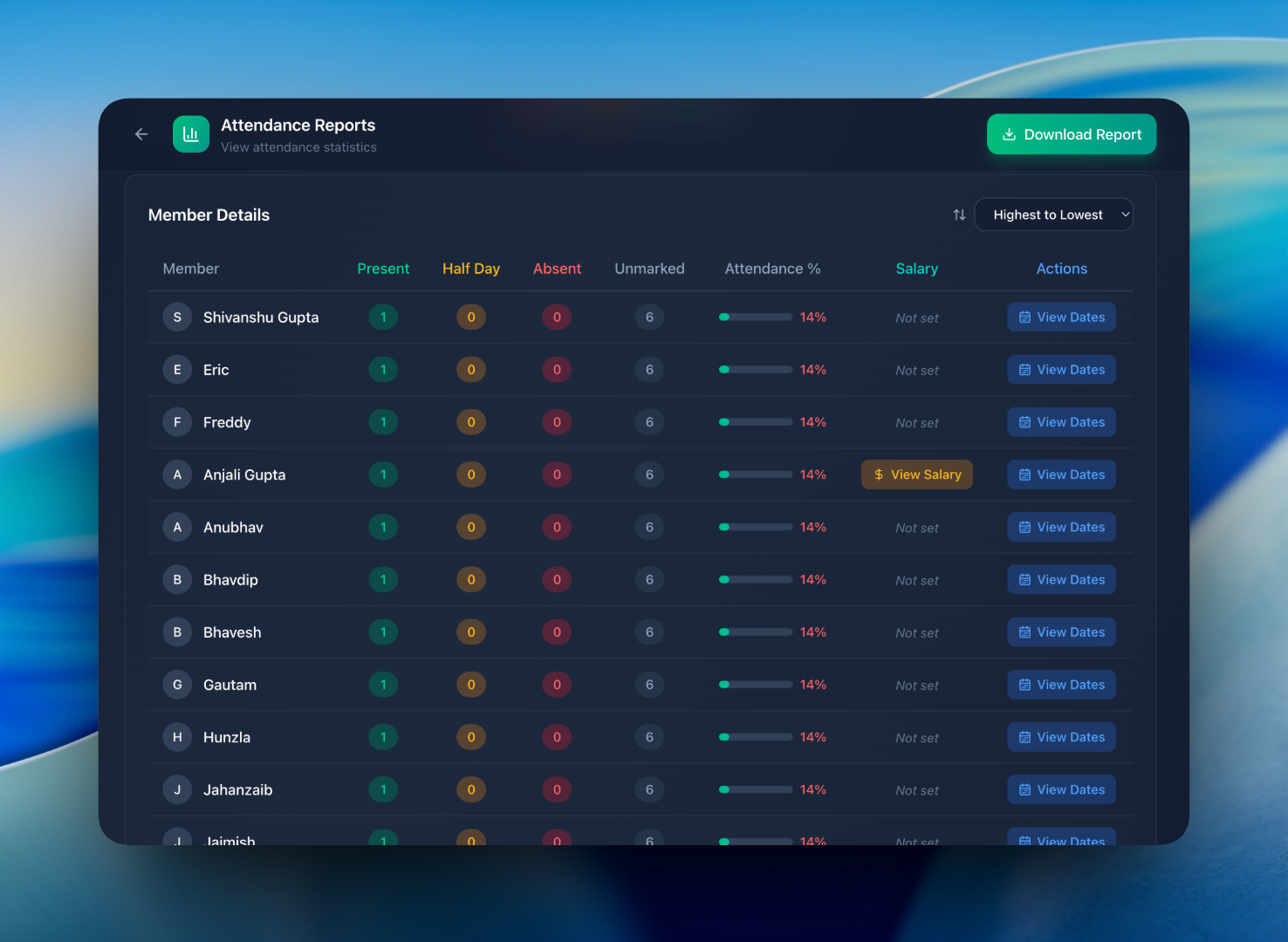 Payroll setup dashboard